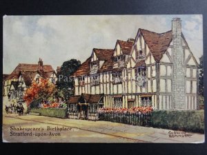 Warwickshire Stratford upon Avon Shakespeare's Birthplace c1952 Art by G.Bennett