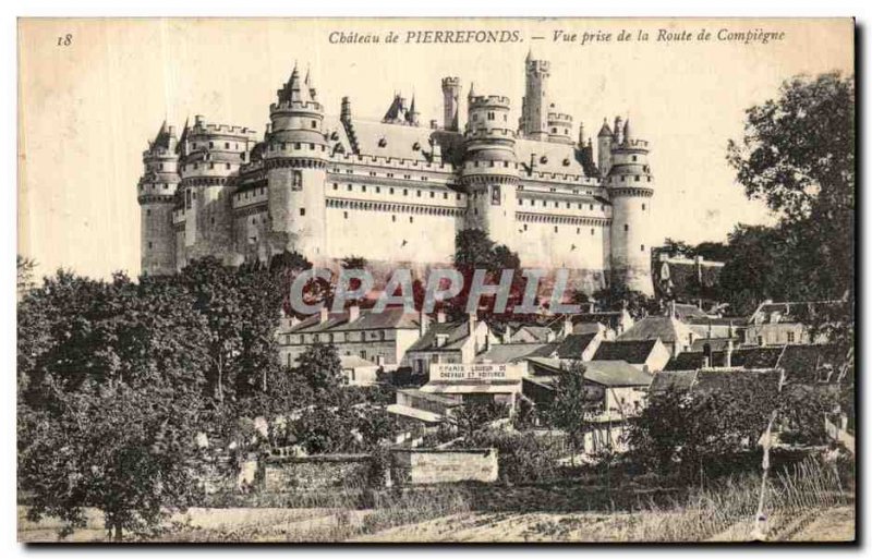 Old Postcard Chateau de Pierrefonds View Compiegne Taking the Road
