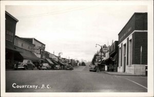 Courtenay British Columbia Street Scene Stores Signs c1940s Real Photo Postcard