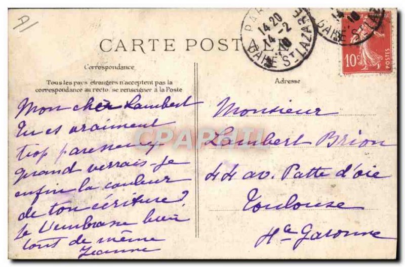 Old Postcard Paris Crue of the Seine January 29, 1910 Saint-Lazare station pu...