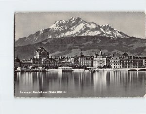 Postcard Bahnhof und Pilatus Lucerne Switzerland