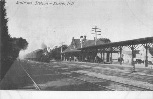 RAILROAD STATION TRAIN DEPOT EXETER NEW HAMPSHIRE POSTCARD (1912)