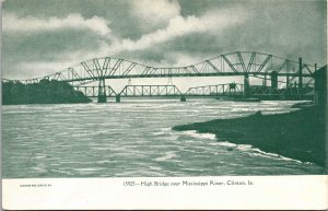 High Bridge over Mississippi River Clinton Iowa Souvenir Postcard UND 1907