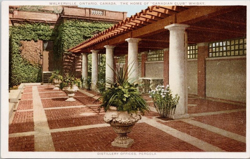 Walkerville Ontario Hiram Walker & Sons Distillery Offices Pergola Postcard H62