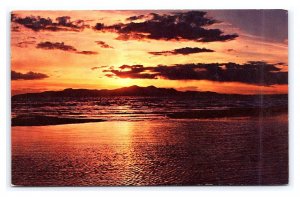 Sunset Over Great Salt Lake Utah c1963 Postcard