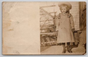 RPPC Gloversville NY Darling Girl Ready for Outing Simmons Family Postcard I23