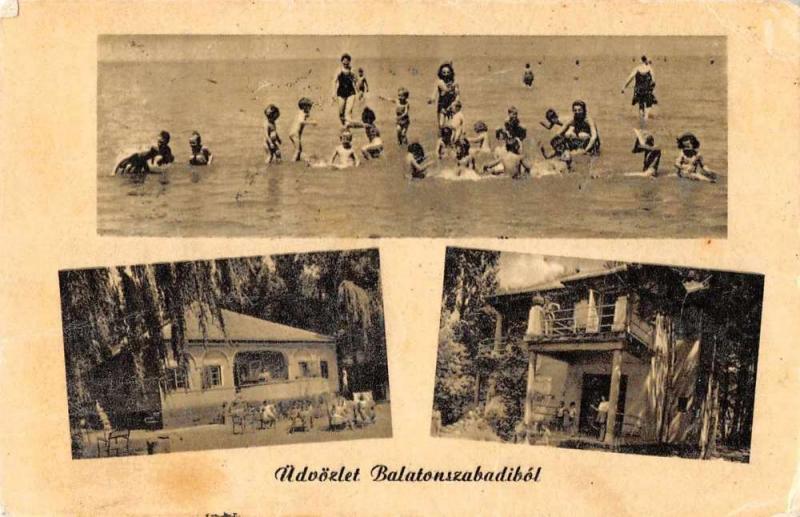 Balatonszabadibol Hungary Greetings Multiview Beach Scene Postcard J66992