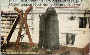 British Convict Ship 'Success' Instruments of Torture Unused Postcard G73