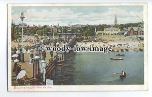 tq0225 - Hants - Beach & Town of Bournemouth from the End of the Pier - Postcard