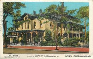 1929 Kittochtinny Inn CHAMBERSBURG PA Tichnor postcard 5209