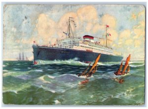 c1930 Cosulich Steamer Saturnia Vulcania Italy Steamer Steamship Ship Postcard