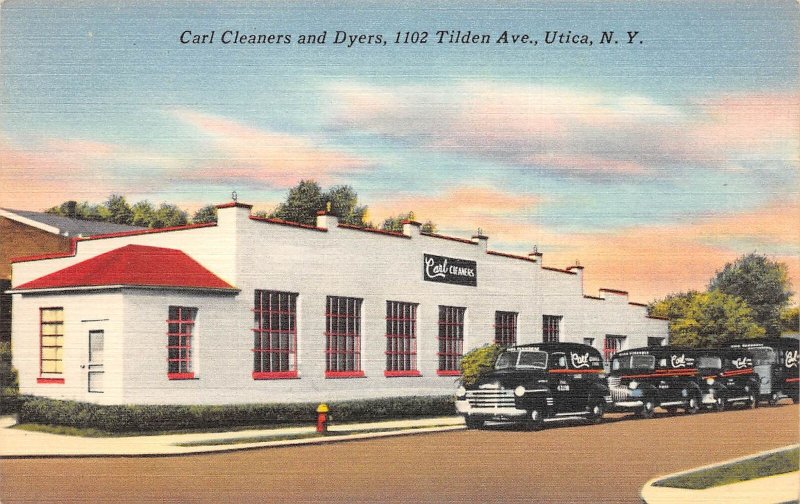 Utica New York Carl Cleaners & Dyers, Color Linen Vintage Postcard U7180