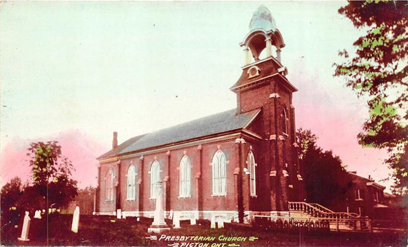 Picton Ontario Canada Presbyterian Church Tinted Real Photo Postcard