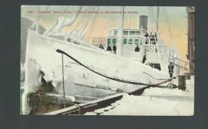 Ca 1911 PPC Juneau Ak Steamer Santa Clara As Seen In Winter W/Ice Mint
