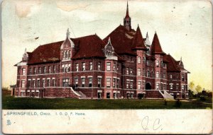 Vtg Springfield OH I.O.O.F Independent Order of Odd Fellows Home 1907 Postcard