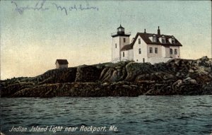 Rockport Maine ME Indian Island Lighthouse 1900s-10s Postcard