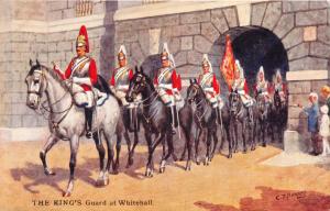 LONDON UK THE KING'S GUARD AT WHITEHALL~C T HOWARD ARTIST SIGNED POSTCARD
