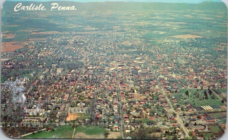 Carlisle Pennsylvania Scenic Birds Eye View Chrome Cancel WOB Postcard 