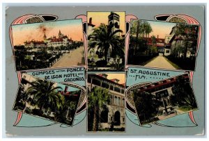 1917 Ponce De Leon Hotel and Grounds St. Augustine FL Multiview Postcard