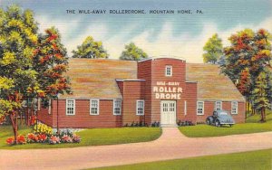 Wile-Away Rollerdrome Mountain Home Pennsylvania linen postcard