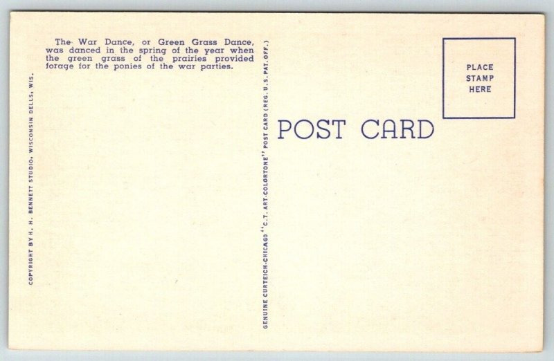 Native American War Dance  Wisconsin River   Postcard