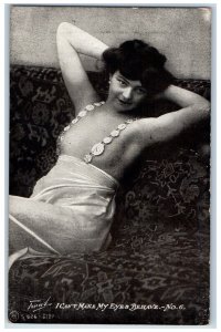 c1905 Pretty Woman Half Nude Can't Make My Eyes Behave Risque Unposted Postcard 