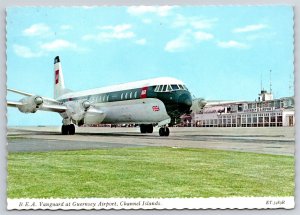 Airplane Postcard BEA Airlines Vanguard at Guernsey Airport Channel Islands CD1