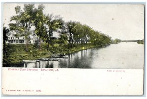 1907 Country Club Grounds Canoe Boats Sioux City Iowa IA Posted Trees Postcard