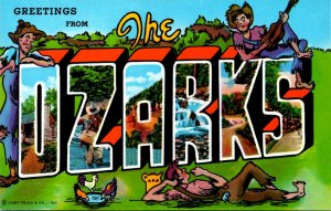 Missouri Greetings From The Ozarks Large Letter Chrome Curteich