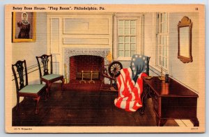 PHILADELPHIA, PA Betsy ROSS HOUSE~FLAG ROOM   1937 Postcard