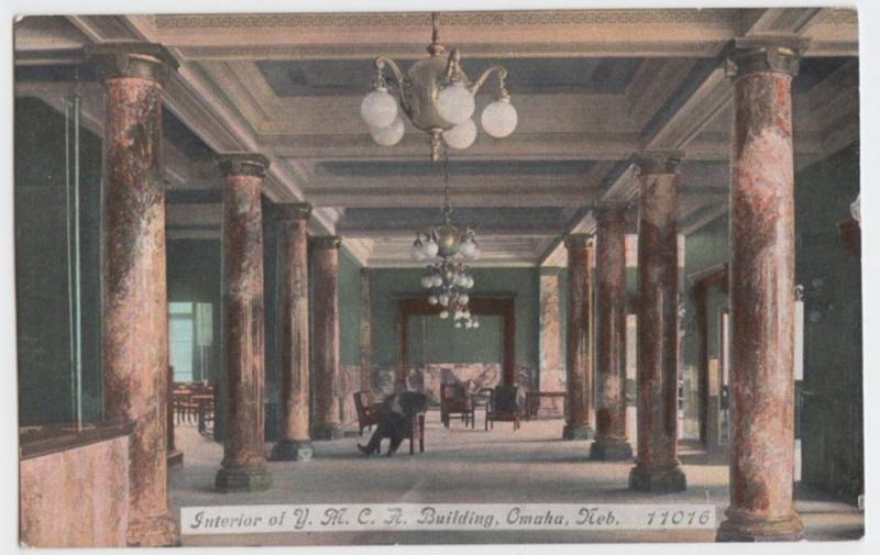 c1910 OMAHA Nebraska Nebr Postcard YMCA Building INTERIOR