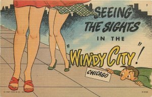 Postcard 1954 Illinois Chicago Sexy woman Legs Civic Booster IL24-1193