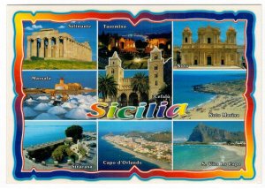 Italy 2010 Unused Postcard Sicily Towns Cities Views Church Ancient Greek Temple