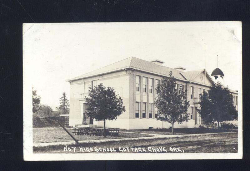 Rppc Cottage Grove Oregon High School Building Vintage Real Photo