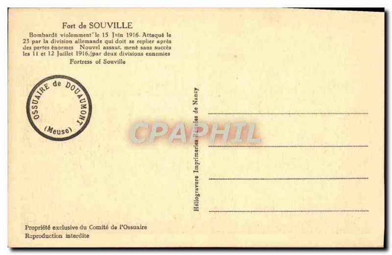 Old Postcard Fort De Souville Bombard Army