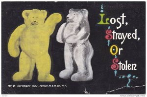 Two Teddy Bears, Yellow and White, Lost Strayed, or Stolen, PU-1910