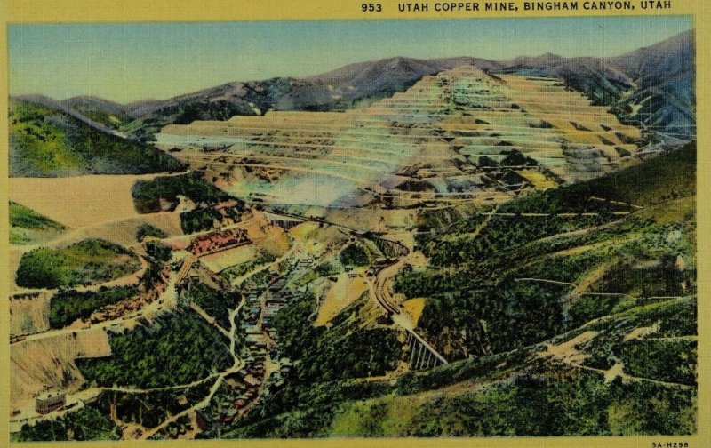 Utah Copper Mine, Bingham Canyon, Utah Vintage Postcard P55