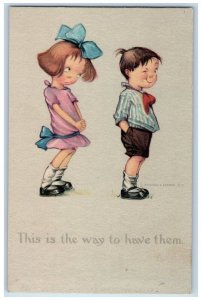 1922 Children Shy Girl This is The Way To Have Them Twelvetrees Vintage Postcard 