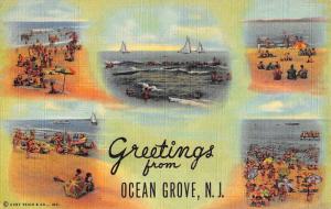 Ocean Grove New Jersey Beach Multiview Greeting Antique Postcard K86751