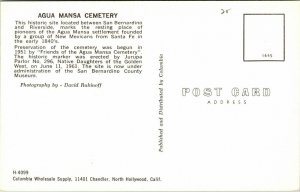 Agua Mansa Cemetery Resting Place Pioneers New Mexico NM Postcard Columbia UNP 
