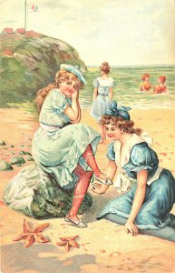 Women Only On This Beach? Embossed Postcard