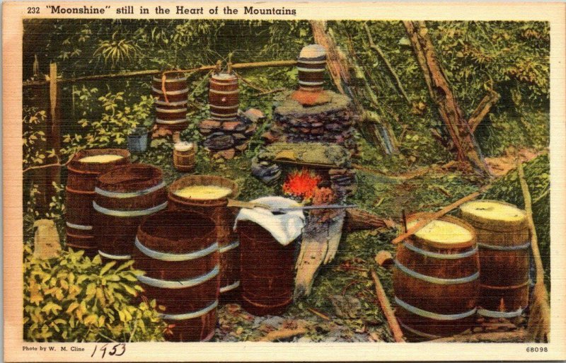 Vintage Postcard Moonshine Heart of the Mountains Kentucky 1953 Unposted   206