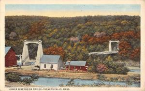 Turner Falls Massachusetts Lower Suspension Bridge Antique Postcard K70017