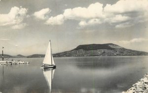 Sailing boats navigation themed postcard Hungary Balaton lake sailboat