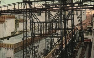 Vintage Postcard 1910's View Showing Some of the Chamber Cranes Panama Canal