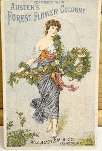 Victorian Trade Card Austen's Forest Flower Perfume Cologne Skowhegan Maine 1878