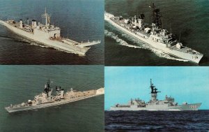 4~Postcards  NAVY SHIPS  USS Sampson~USS Knox~USS Manitowoc~USS William V Pratt