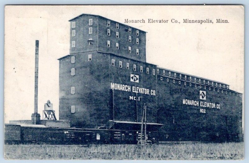 1908 MONARCH ELEVATOR CO MINNEAPOLIS MINNESOTA MN RAILROAD TRAIN CARS POSTCARD