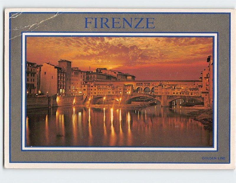 Postcard Arno River by Night Florence Italy
