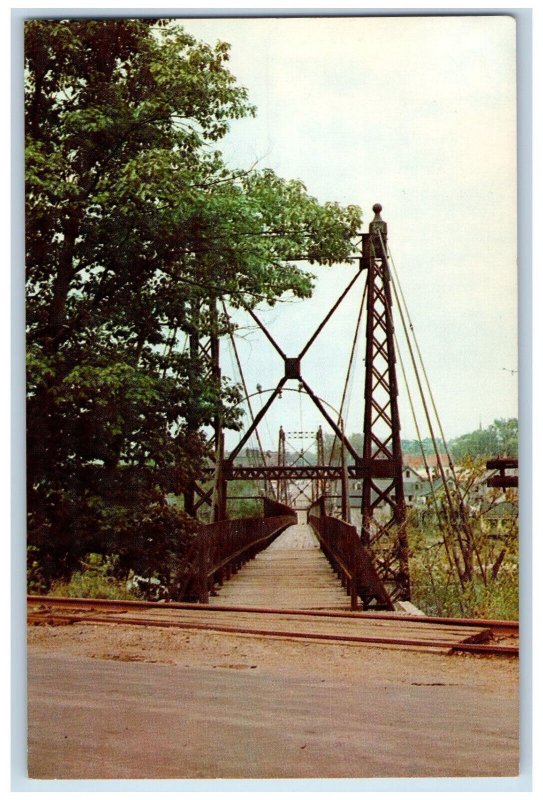 c1960's Unique Tupenny Foot Bridge Over Kennebec, Winslow Maine ME Postcard 